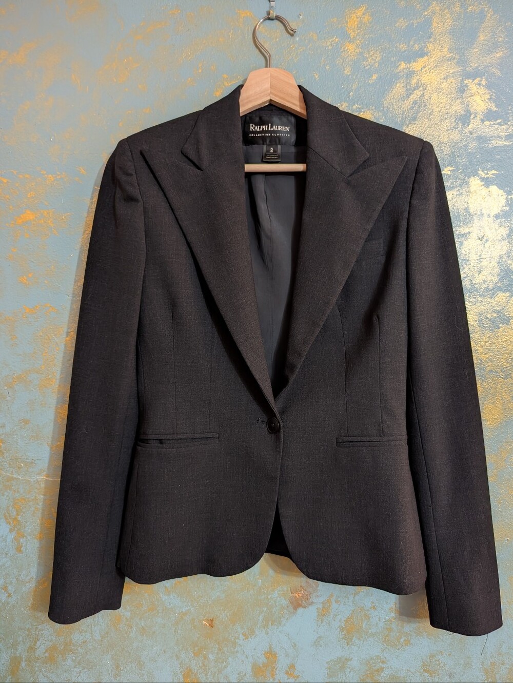 Women's Ralph Lauren Single-Button Black Blazer Size 2 Collection Classics